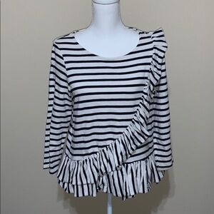 Crown & Ivy striped  ruffle top